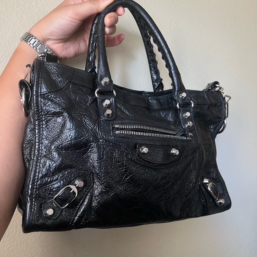 Balenciaga SMALL city bag - black with Silver hardware
